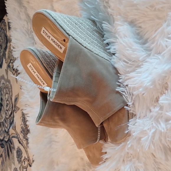 Steve Madden Urge sz 10 Espadrille Wedge Tan Suede Sandal - Picture 5 of 12